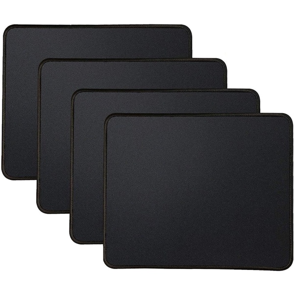 Musmatta 4-pack med sydd kant, halkfri gummibas, premium-texturerad och vattentät musmatta för datorer, bärbar dator, kontor och hem, 10,2x8,3 tum Black 4 Pack