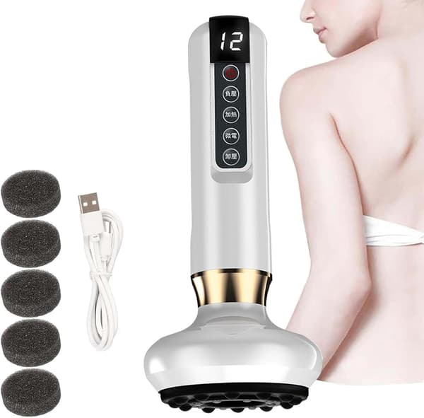 Anti Cellulite Massage Cupping, 12-Level Adjustable Handheld Body Fat Massager, For Stomach Thighs (White)