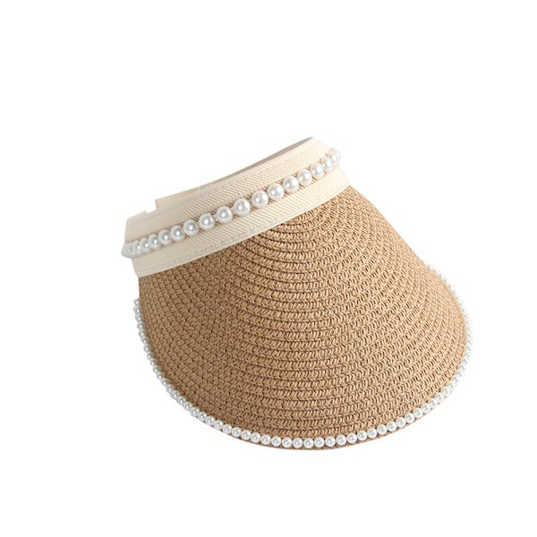 Stråhat til damer, solhat til damer, stråhat til damer, håndlavet strandhat, én størrelse