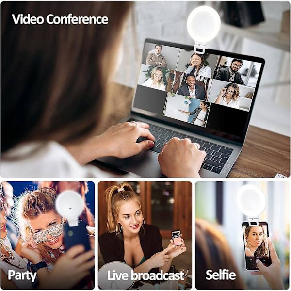 Selfie Ring Light, Touch Control, Genopladelig 800mah 60 Led Circle Light Med 3 Lystilstande Til Iphone/android Laptop Fotografering