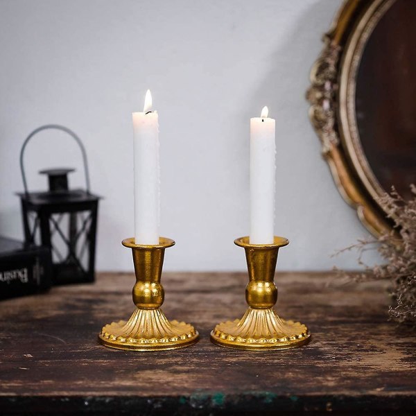 Sæt med 2 metal guld kandelaber lysestager dekoration, vintage bryllup centerpiece dekoration lysestage, antik shabbat sæt til vindue og dis