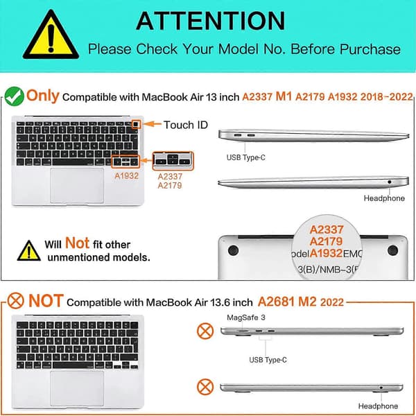 Shell Cover til MacBook Air 13 tommer Case A2337 A2179, Blå