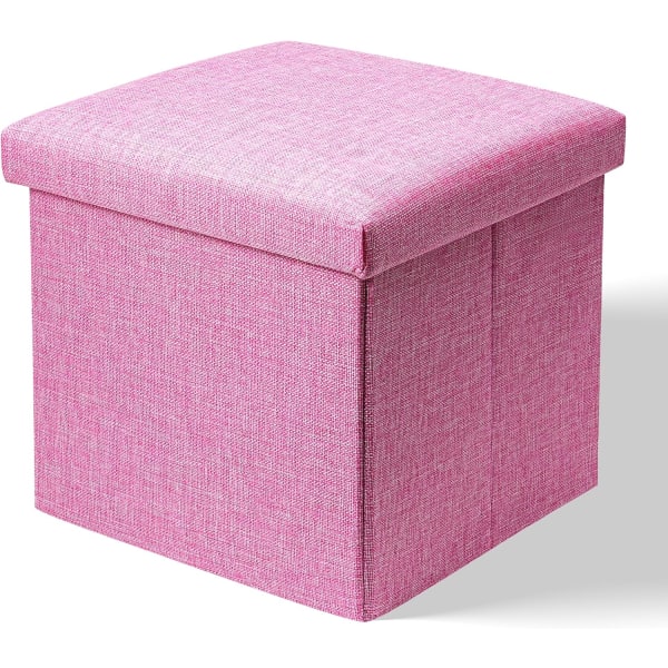 Rosa ottomansk oppbevaringsboks med lokk, flatpakke oppbevaringsboks, lekeboks, pufffotskammel med oppbevaring, minneboks, gadgetoppbevaring Pink