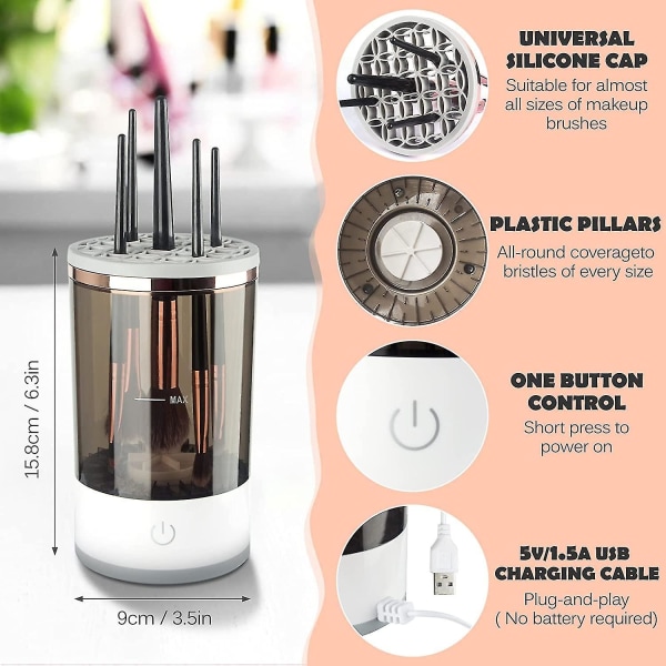 Elektrisk Makeup Brush Cleaner, Makeup Brush Cleaner Machine med Brush Clean Mat, Automatisk kosmetisk børsterenser Tools-yvan