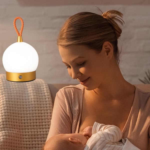 LED Camping Lantern Rechargeable, Premium Handheld Cordless Portable Night Light, Daylight, Perfect as Table Lamp Lantern Hanging, Gold