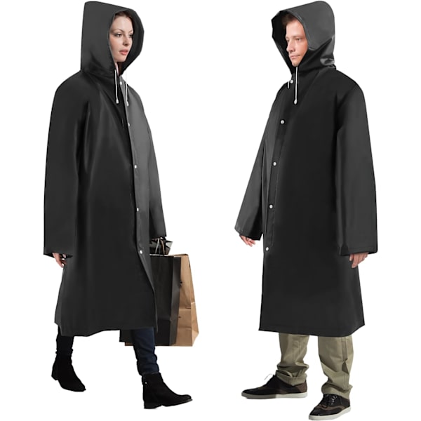 Regnfrakk Regnponcho med hette og ermer Gjenbrukbar Vanntett Regnklær for Voksne Unisex, en størrelse