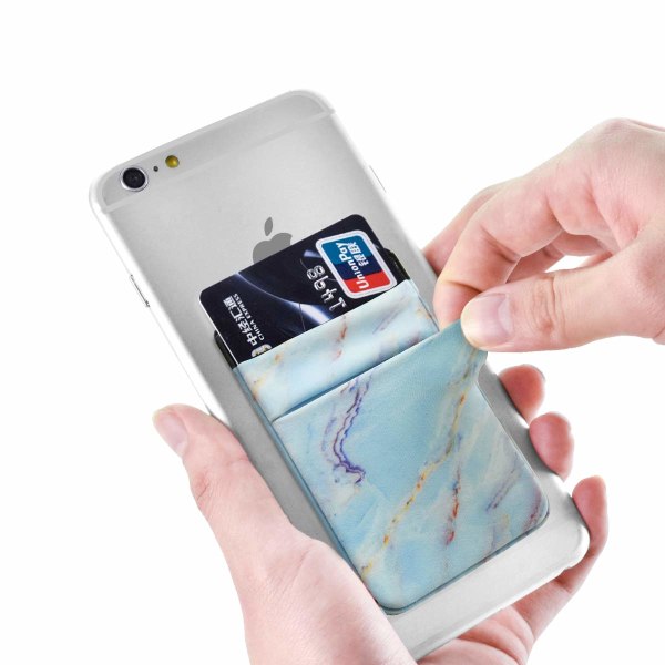 2 Pack matkapuhelinkortin lompakkomuisti lompakkokorttipidikkeeseen Taskupuhelintasku, laajeneva case useimmille älypuhelimille (sininen ja vaaleanpunainen marmori)