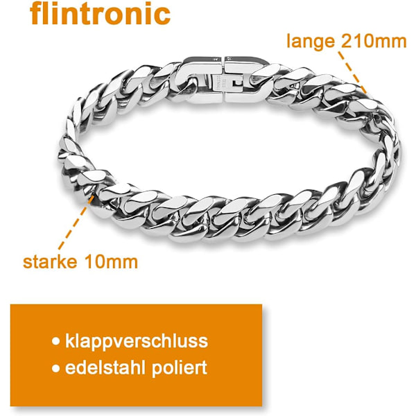 Herre Sterk Antik Kubansk Sølv Armbånd, Mote Retro Titan Stål Enkelt Sekskantet Flat Denim Armbånd #1 Silver21CM