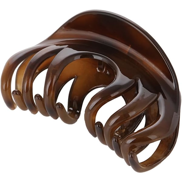 Sklisikre store krystallplast blekksprut klips hårklype banan klips for kvinner (Mørkebrun) Dark Brown