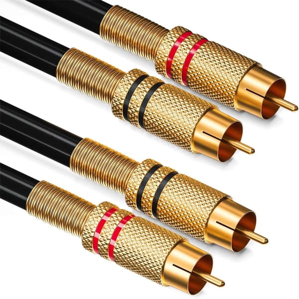 1,5 m RCA-lydkabel 2x RCA-plugg til 2x RCA-plugg HiFi-lydkabel RCA-plugg full metallbelegg