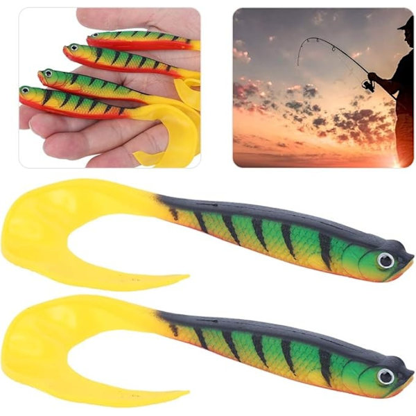 Fiskedrag, sæt med 8, 12 cm, PVC, padlehaledesign