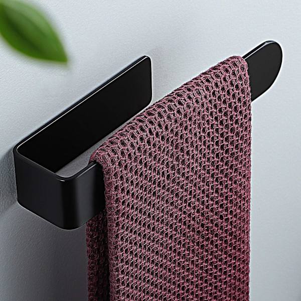 Handdukshållare Svart Handduksring Självhäftande Handduksstång för Badrum, Rostfritt Stål Black 19.6cm