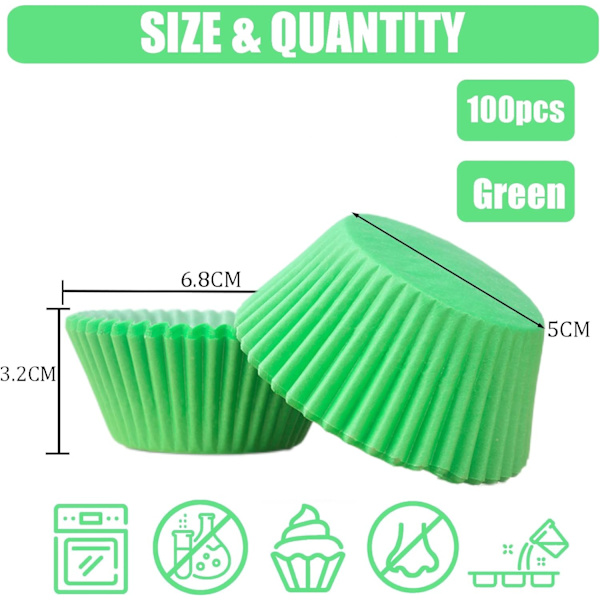 da Små Papir Cupcake Cases Bagekopper, Fedtsikre Cupcake Cases til Bagning, Mini Muffin Wrappers Cases Muffin Cups Cupcake Liner Bulk, Papir Bagning Green