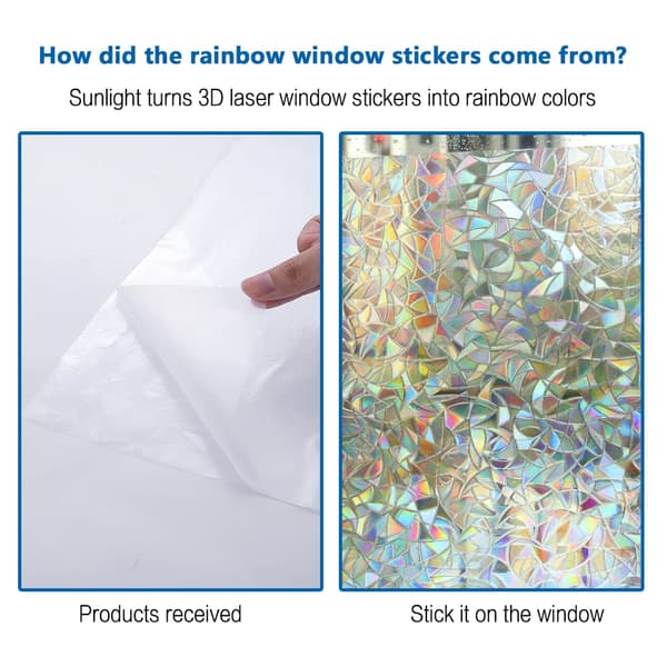 3D Rainbow Window Film Privacy Window Sticker (30x300cm)