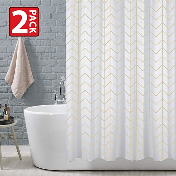 Bruseforhæng skimmel- og meldugbestandigt 180 x 180 cm (71 x 71 tommer) | 100 % polyester - sildebensmønster - pakke med 2 Herringbone 180 x 180 cm  2 Pack