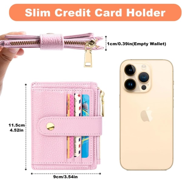 Homme Femme Porte Carte de Credit Cuir RFID Blocage Portefeuille Cuir Petit, Porte Carte Slim avec Poche à Monnaie, Petit Porte Monnaie Cuir avec Pink Sakura