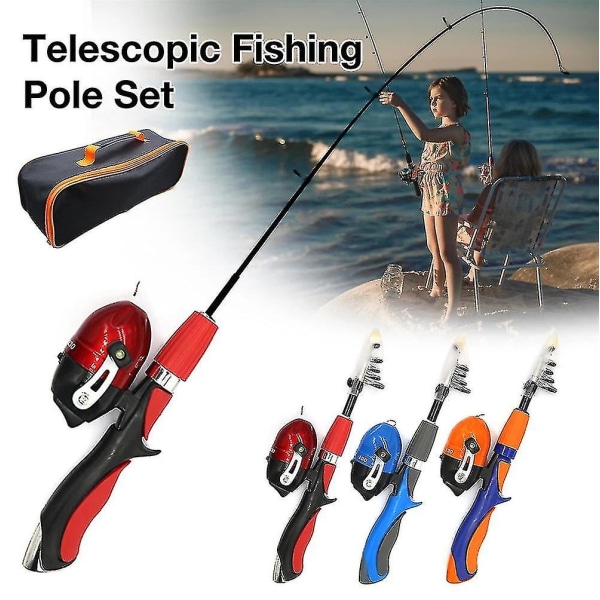 Fiskestangsett for barn komplette sett med teleskopisk fiskestang og spinnende haspel agnkroker