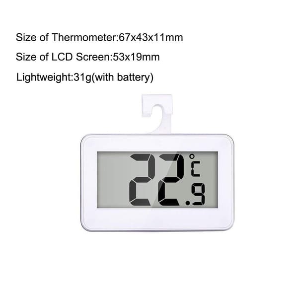 2-pack LCD Digital Refrigerator Thermometer with Hanging Hook and Retractable Stand