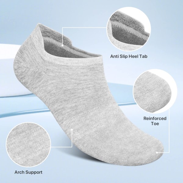 Ankle Socks Mens Trainer Socks Breathable Cotton Low Cut Socks (6 Pairs) Non Slip No Show Socks with Arch Support