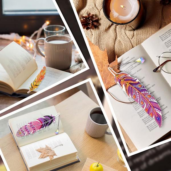 Taide- ja käsityökirjat Lapsille 7 8 9 10, 5D DIY Timanttimaalaus Kirjanmerkit Höyhenen Muotoinen Strassilla ja Kristalliriipuksella, Ainutlaatuinen Syntymäpäivä Bookmarks