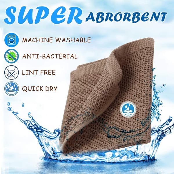 6-pack Bomullsdisktrasor Superabsorberande och Luddfria Diskhanddukar 33 x 33 cm Brun - Grå - Beige