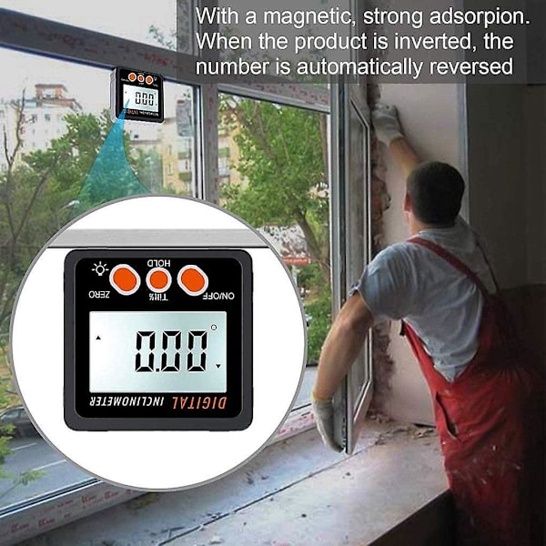 Digital Inclinometer 0-360 Digital Vinkel Elektronisk Inclinometer Fas Vinkelmätare Box Goniometer Räknare Magnetisk Bas Mätverktyg Orange