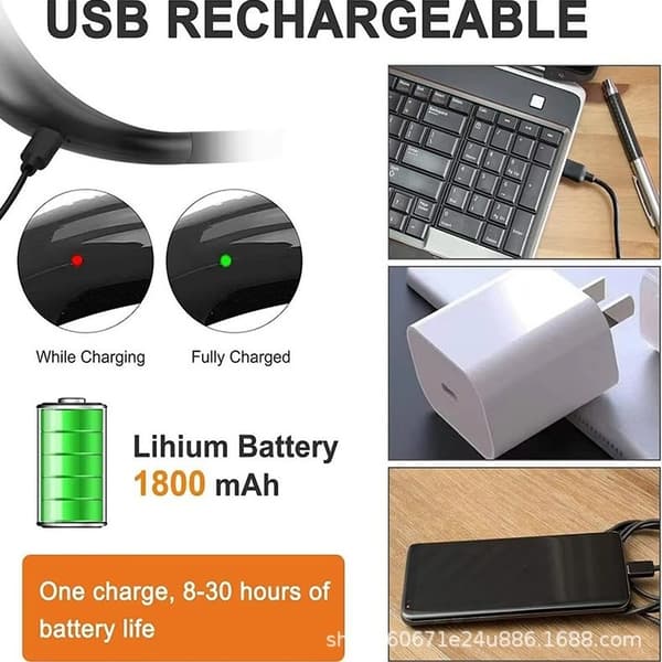 Rechargeable Neck Reading Light, Perfect for Reading in Bed, Available in 3 Colors.