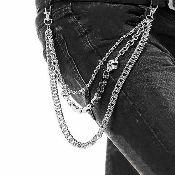 Bukserkæde Mode Hip Hop Gothic Punk Bukser Kæde Jean Wallet Chain til mænd Sølv