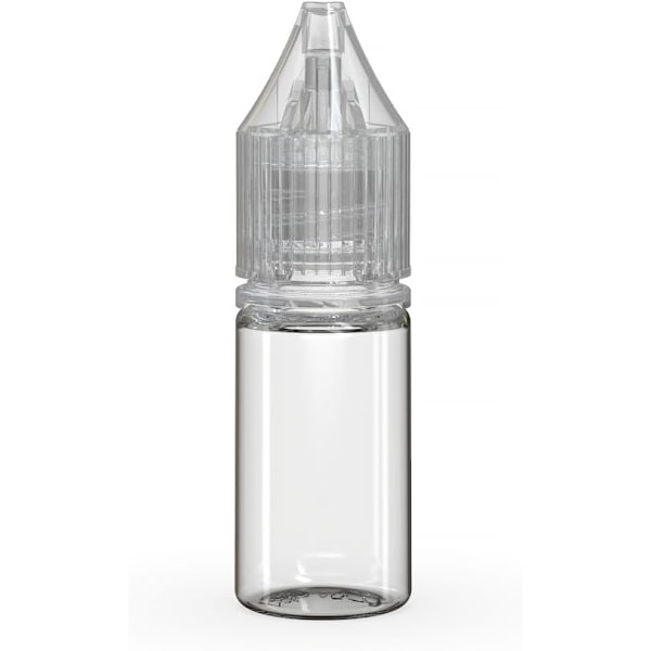V3 10ml PET plastflaskor för vätska - Tomma droppflaskor - 20x 10ml (Klar flaska med klar lock) Clear Bottle With Clear Cap