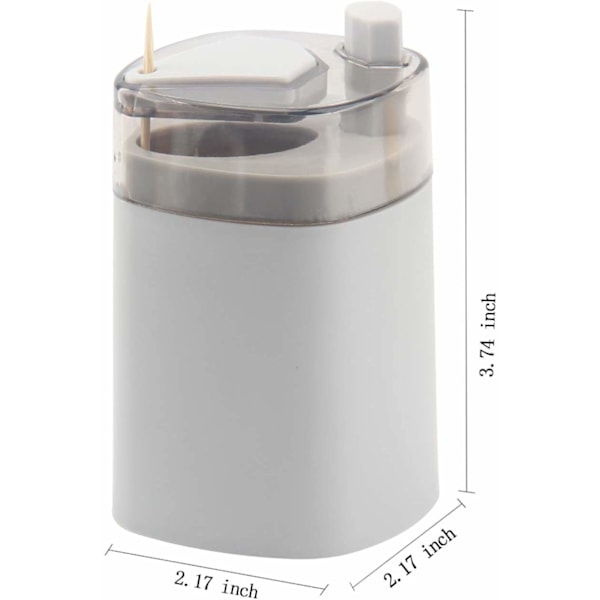 Tandpetarhållare Dispenser, Pop-Up Automatisk Tandpetardispenser, Tandpetarförvaringslåda (Grå)