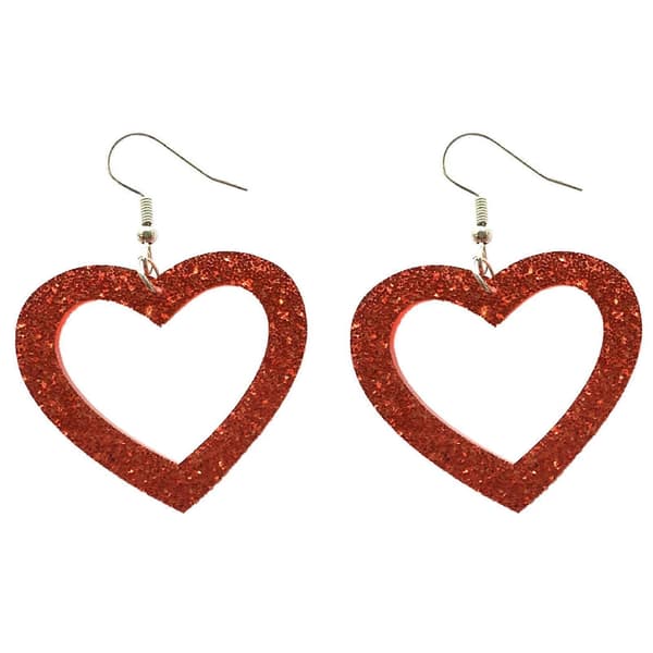 Hule Glitter Hjerte Øredobber Lett Hjerte Dingle Øredobber Statement Smykker Valentinsdagsgaver Stift Øredobber Kvinner Red