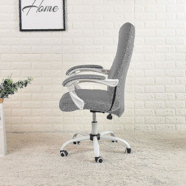 Kontorstol Skrivebordsdeksel Vannbestandig Grå Stretch Jacquard Datamaskin Stolseter For Armlenestoler M