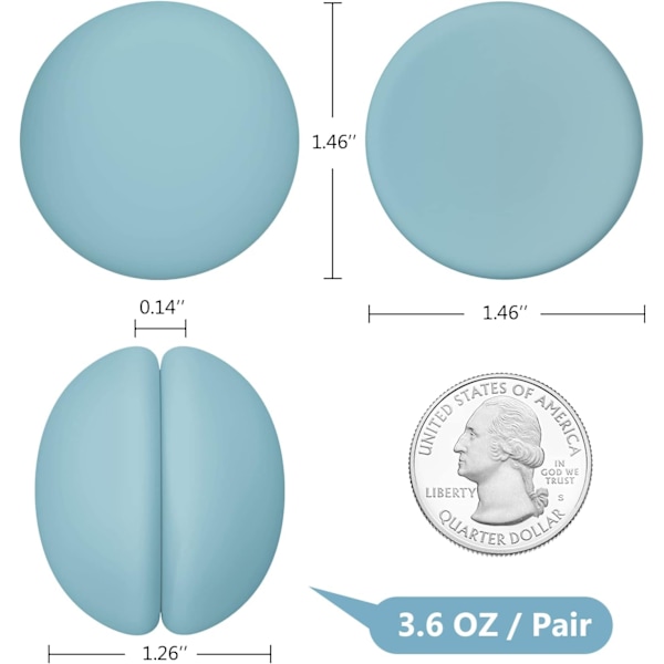 Rustfrie bruseforhængsmagneter, silikoneindpakkede tunge, stærke magneter forhindrer bruseforhængsfor i at blæse gardinklipsannonce Light Blue 3 Pairs (6pcs)