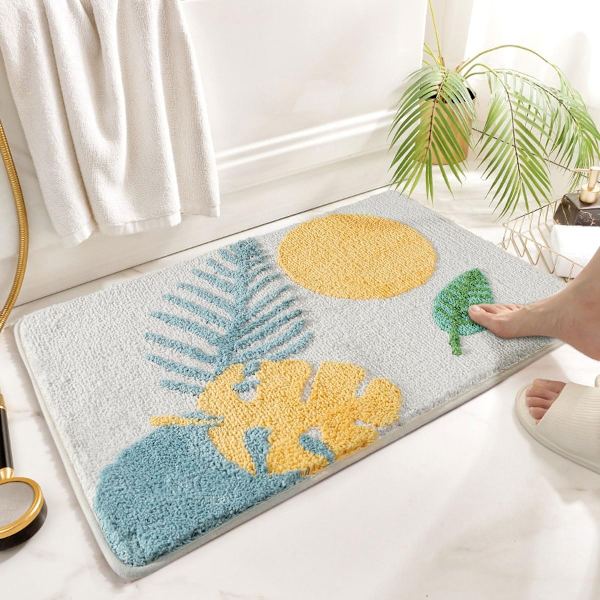 Superabsorbent Bath Mat Non-Slip Bathroom Mat Machine Washable Bath Mat Soft Microfiber Bath Mat