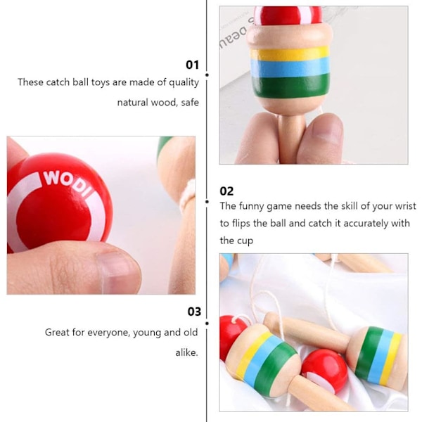 Expanderande boll 2 st trä fånga boll mini kopp och boll spel hand-öga koordination boll fånga kopp Kendama japansk träleksak gåvor för barn Woo