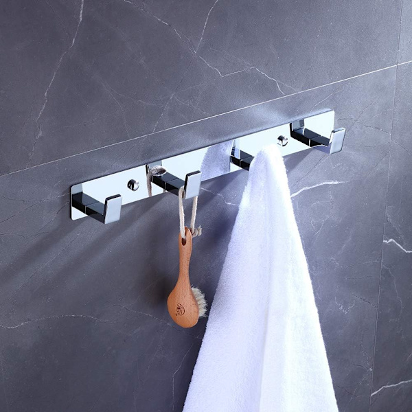 huonepyyhekoukut, kromattu seinäkiinnitysruuvi kiinteä ovi- tai kaapukoukku, naulakkoteline makuuhuoneessa tai keittiössä 410 Chrome 4 chrome coat hook