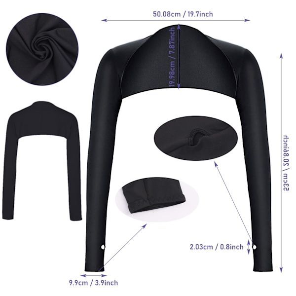 2-delat UV-skydd Sjal Arm Ärm Kylande Sjal Arm Ärm med Fingerhål Solskydd Kylare Axelryckning Armar Wrap (Svart+Vit)