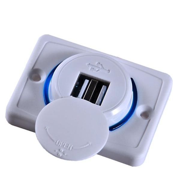 3.1a Bil USB-oplader, Bil Dobbelt USB-stik Oplader Stik 12v LED-lys (1stk, Sort + Blå)