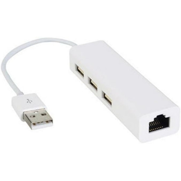 USB A til 3 x USB A og RJ45 Ethernet LAN-adapterkabelhub Mac USB-A netværkskabel til bærbar computer, PC, MacBook