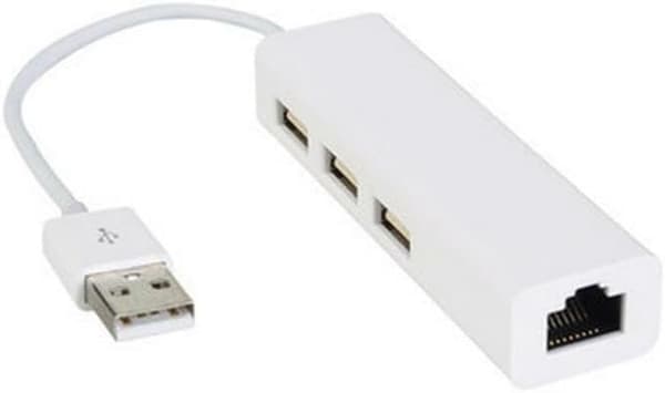 USB A til 3 x USB A og RJ45 Ethernet LAN-adapterkabelhubb Mac USB-A nettverkskabel for bærbar PC, PC, MacBook
