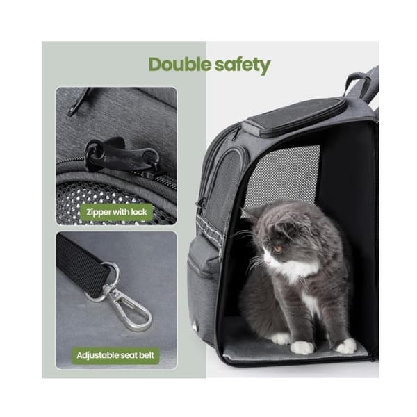 Cat Backpack Anti-Gravity Load Reduction 30%, Ergonomic Cat Carrier Backpack, Pressure Relief Dog Backpack with Locking Zippers