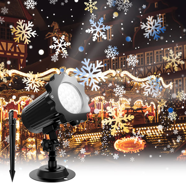Snowflake projektorlampor Juldekorationer IP65 Vattentät LED Snowflake projektorlampor för inomhus och utomhus trädgård Lawn House Party