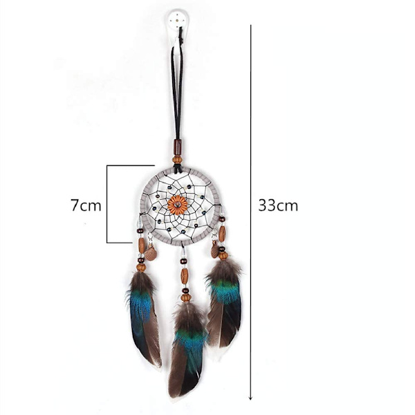 Drömfångare Vindspel Små Boho Charms Hantverk Fjäder för Bil Hängande Dekorationer