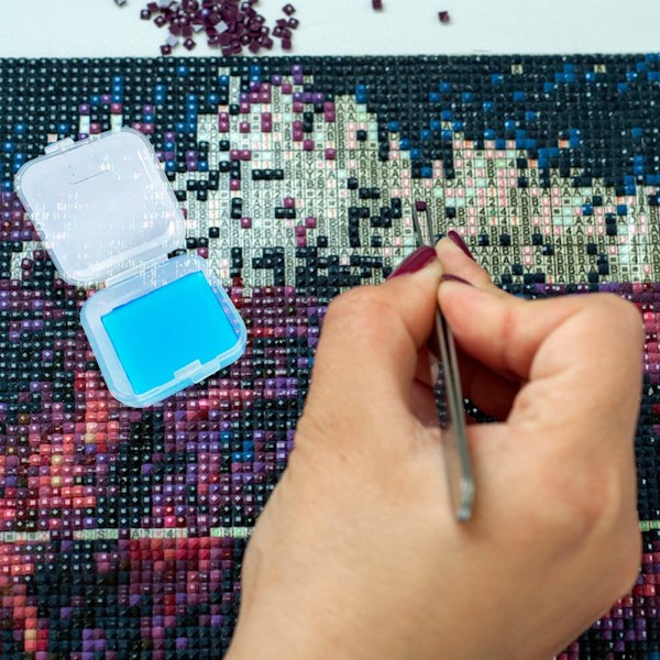Diamantmaleri prik borelim Ny farve firkantet æske DIY prik bore mudder firkantet korssting prik bore pen værktøj (blå) blue