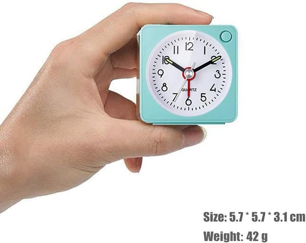 Travel-Packed Analog Alarm Clock, Ultra Small Clock with Snooze and Light Function, Super Silent Non-Ticking, Battery Operated