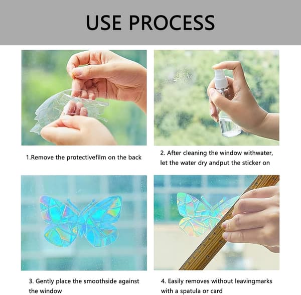 Solar Sticker 2set/21 pcs, window decals bird protection prism window decals butterfly and flower patterns, anti-collision window