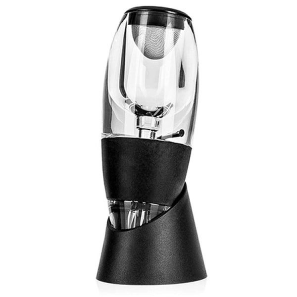 Vinluftare, vinventil i akryl, hällare och filter med displaystativ, svart