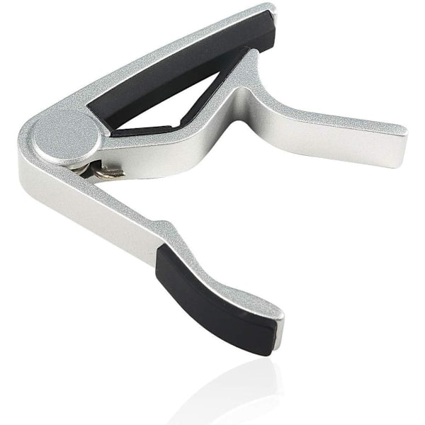 Gitar Capo for 6-strengs akustiske elektriske stål gitarer, Ukulele med 5 plekter - Sølv Silver