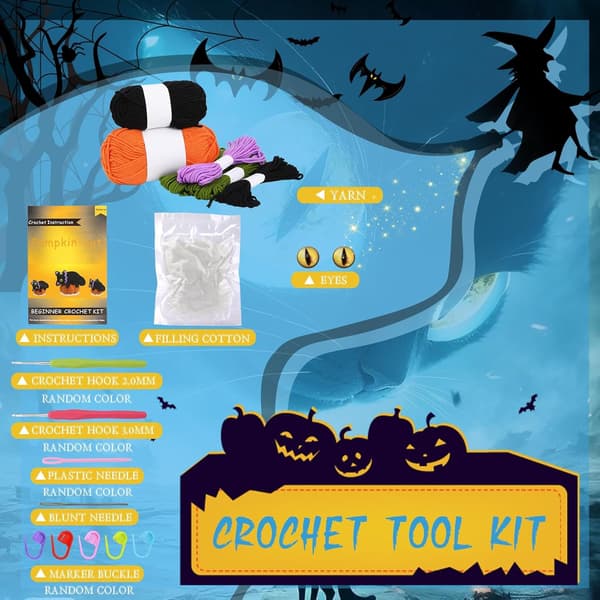 Crochet Kit for Beginners, Crochet Starter Kit Knitting Kit with Crochet Hooks, Yarn, Step-by-step Instruction Video, Crochet Set