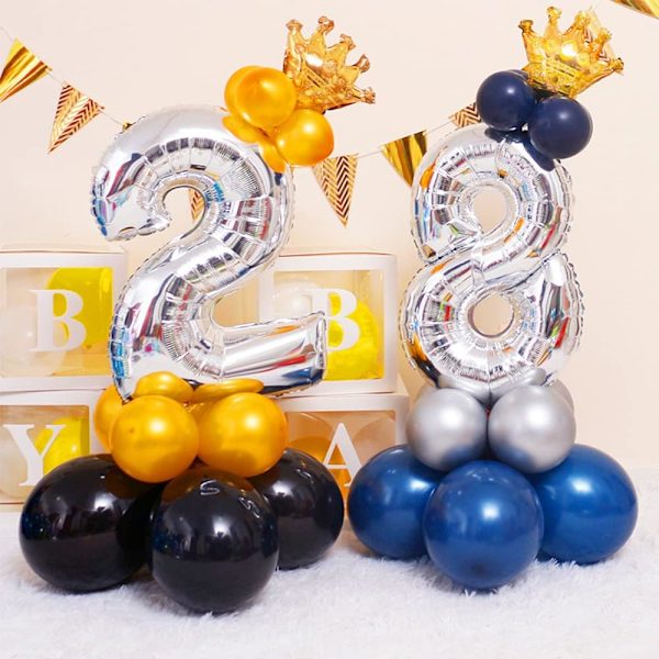 Nummerballonger, 40 tum stora silver nummer 7 folie mylar heliumballonger för födelsedagsfestdekoration Silver #7